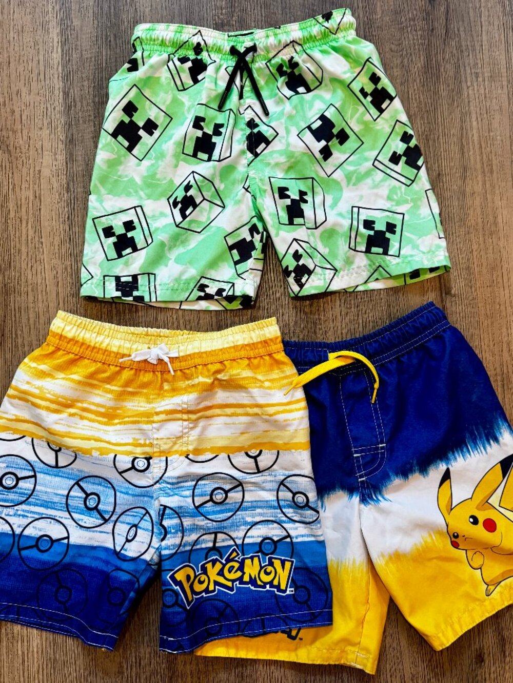 Boys Pokémon Minecraft Swim Trunks Size Small 6/7 Bundle